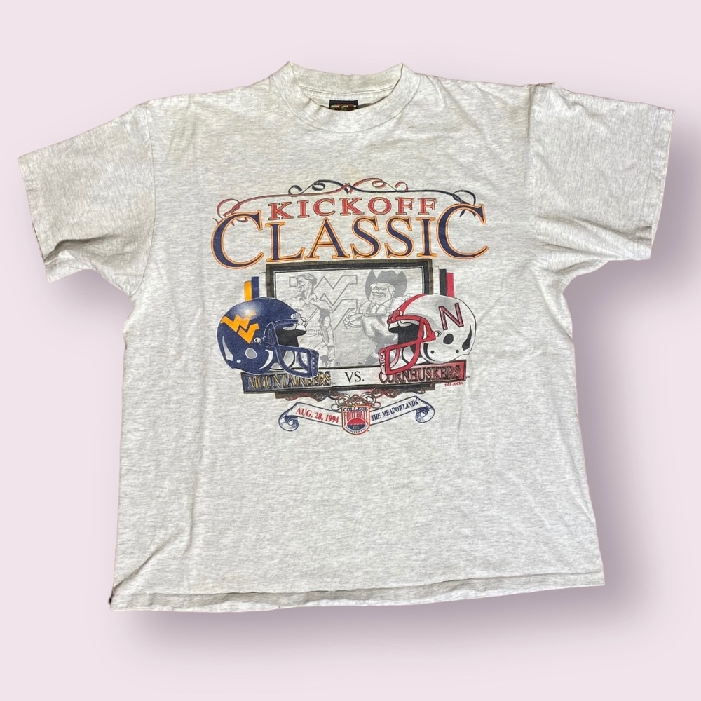 Vintage 1994 West Virginia Mountaineers vs Nebraska Huskers Single Stitch Shirt